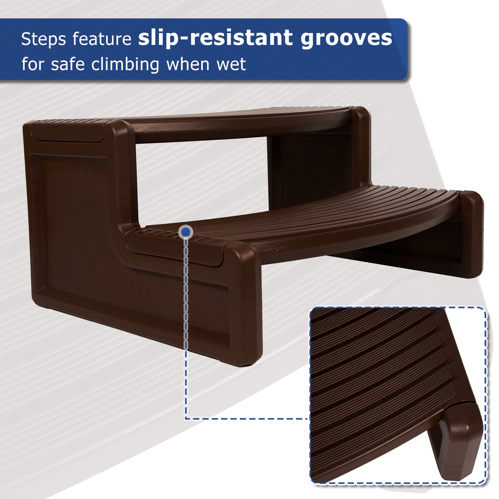 Kojem Spa Hot Tubs Step Stairs Outdoor Non Slip Portable for Sided Handi-Step Spa Pool Ladders Espresso Plastic