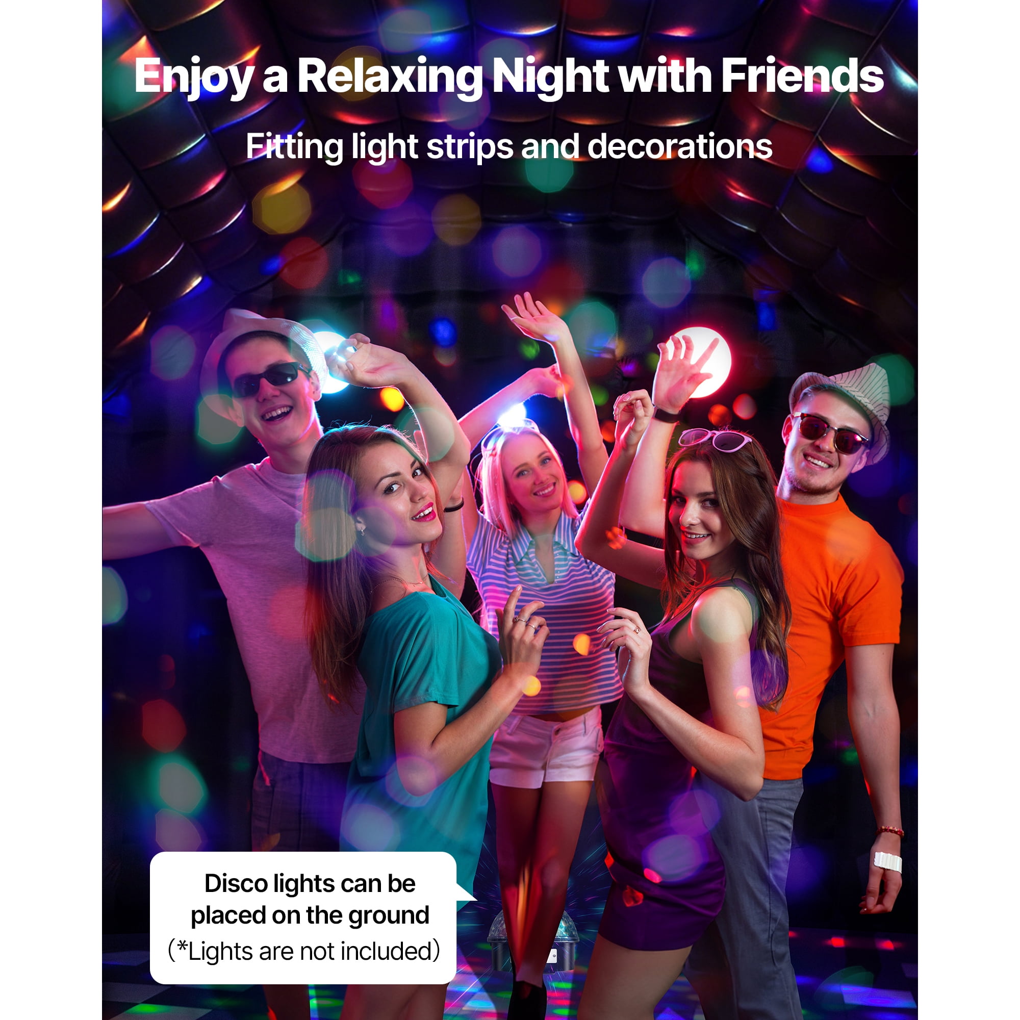 KFFKFF Inflatable Nightclub, 26.2 x 19.7 x 13.1 ft Party Tent with 1100W Blower & Sandbag, Ventilated Blow-up Event Space with 2 Windows, Air Cube House for Celebrations and Gatherings