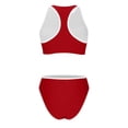 thumbnail image 4 of Mceream Womens Solid Color Onepiece Swimsuit Fashionable and Neck Color-Blocked Bikini Swimsuit Red S, 4 of 9