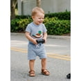 thumbnail image 5 of BemeyourBBs Newborn Baby Boy Duck Outfits Cute Infant Boys Summer Clothes Mallard Embroidered Striped Crew Neck Short Sleeve Romper and Shorts 2 Pcs Set, 5 of 9
