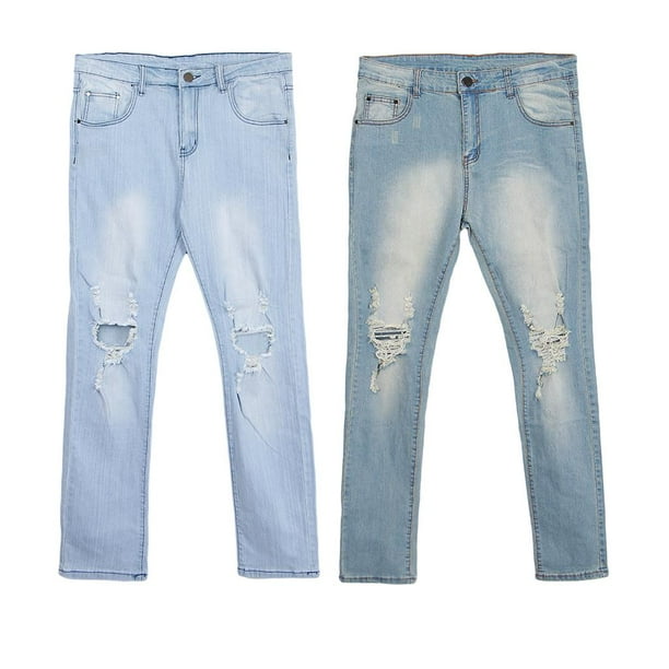 Pantalones pitillo de moda para hombre pantalones rasgados ajustados deshilachados destruidos m Soledad Pantalones vaqueros Walmart en linea