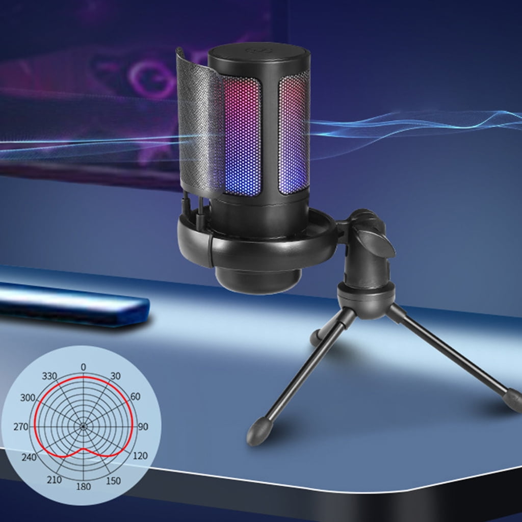 WINDLAND USB Microphone for Gaming and Streaming Adjustable Color Lighting Condenser Mic