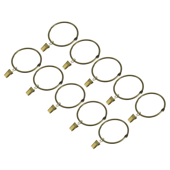 Uxcell Curtain Rings with Clips, 20pcs Drapery Curtain Clip Rings, 3 Inch Curtain Clip Rings Hooks (Bronze)