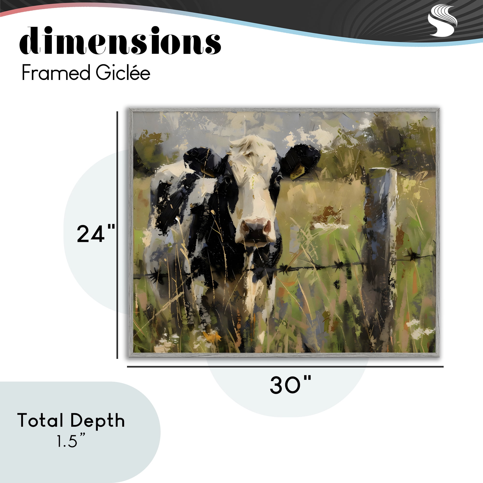 Stupell Industries Cow in Summer Pasture Gray Framed Giclee Art, design by Creative Studio