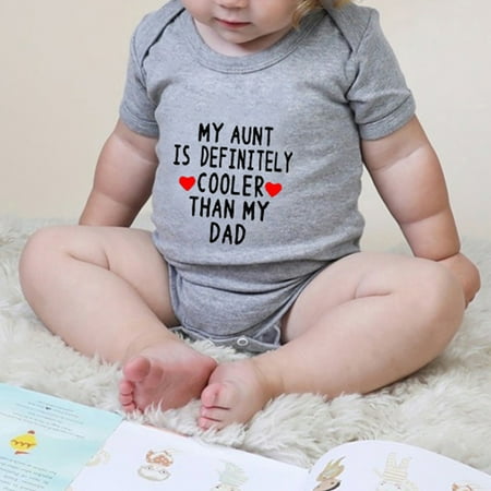 

DAETIROS Exquisite Summer Print Cute Letter Jumpsuit Newborn Baby Girls Boys Daily Rompers Gray