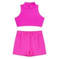 thumbnail image 3 of Linjinx Girls 2PCS Sport Outfits Racerback Crop Top with Booty Shorts Set Ballet Dance Gymnastics Hot Pink 6, 3 of 7