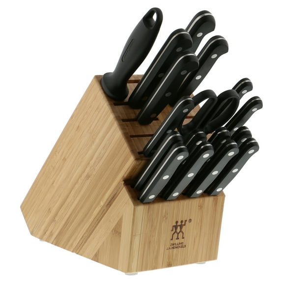 ZWILLING Twin Gourmet Classic 18-pc Knife Block Set, German Stainless Steel, 3 Rivet Handle, No-Stain, Includes Shears Honing Steel, Made in Spain