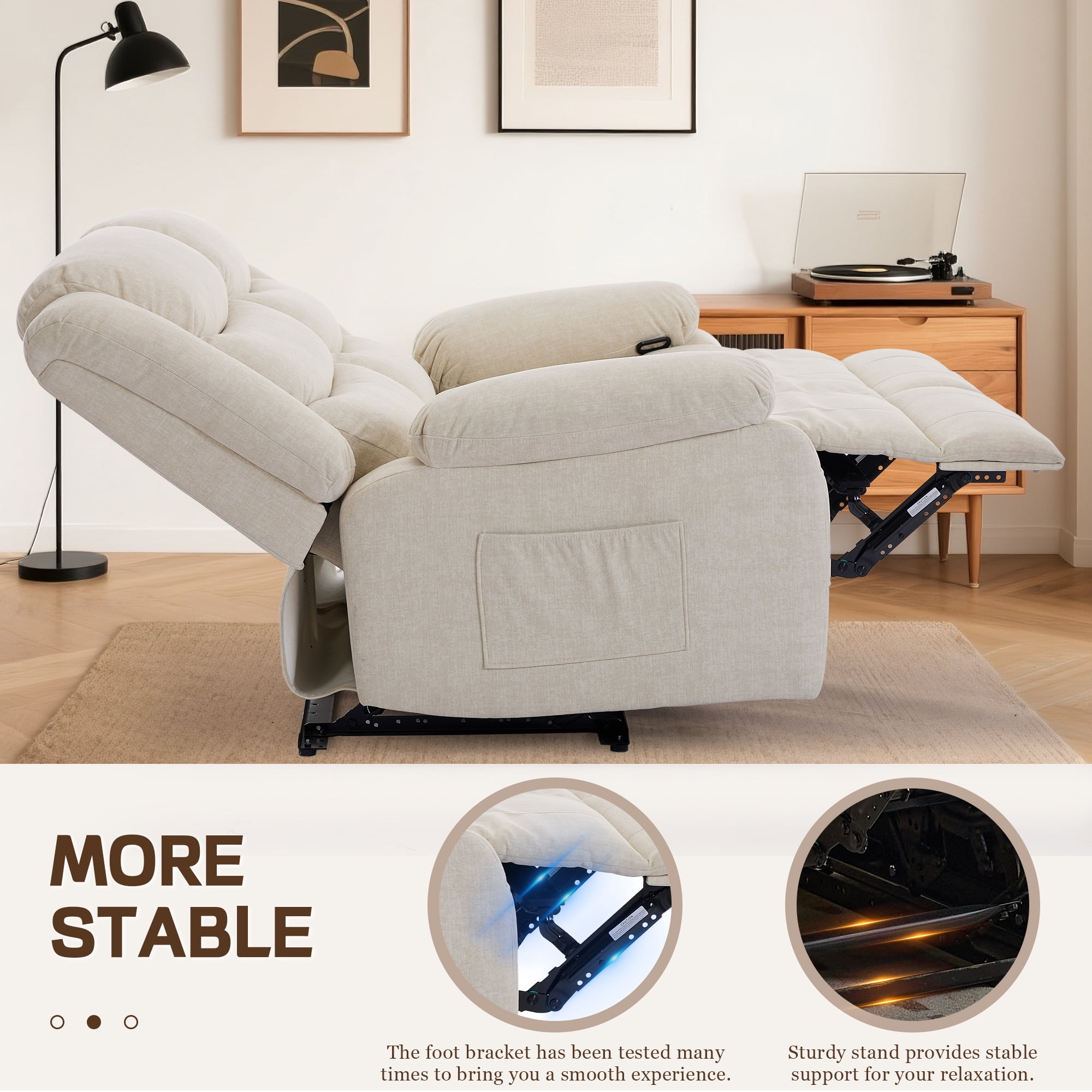 Korser Oversized Loveseat Recliner Sofa with Front Pockets and Side Pockets for Living Room,Home Theater,Beige
