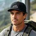 thumbnail image 2 of PRINxy Men's 5-Panel Short Brim Workwear Baseball Cap, Mountain Embroidery Lightweight Sun Hat for Hiking & Outdoor Sports Black, 2 of 7