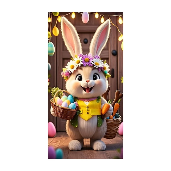 Sktrjpolfis Easter Bunny Door Cover 35.43x70.89in Spring Porch Outdoor Decoration