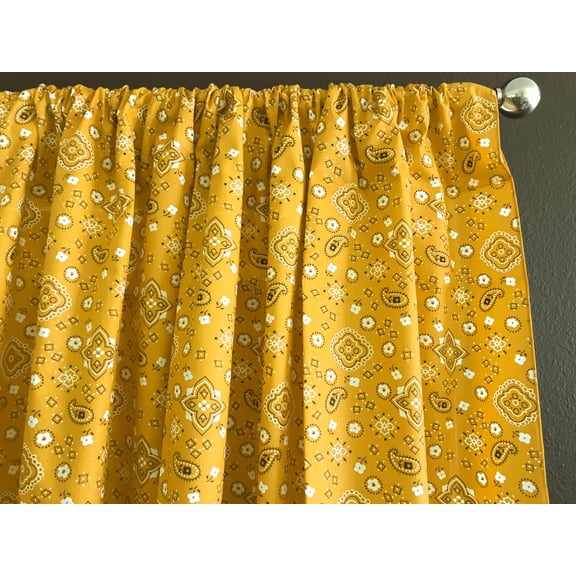 Cotton Curtain Floral Paisley Bandanna Print 58 Inch Wide Yellow
