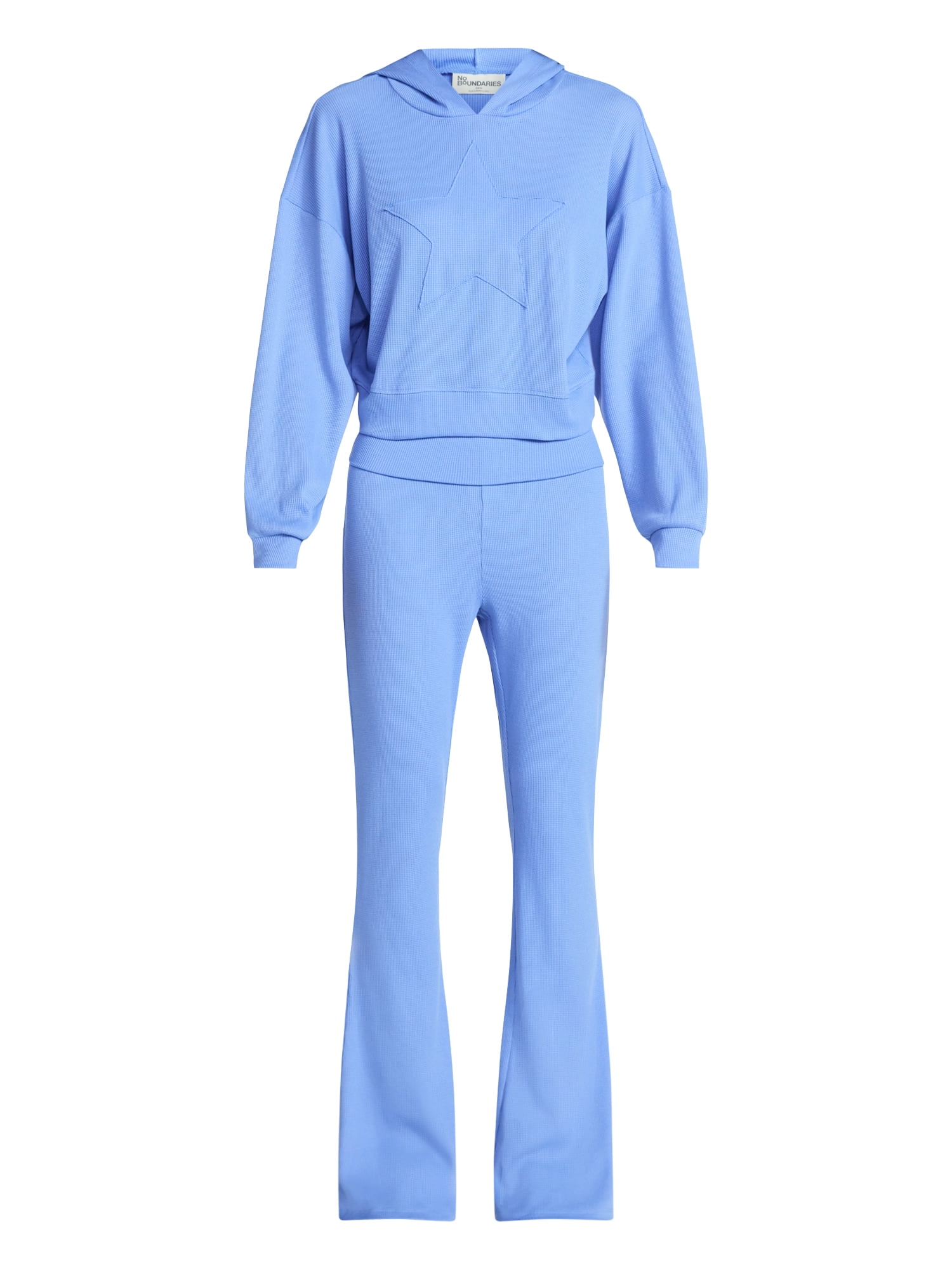 No Boundaries Star Hoodie and Foldover Flare Pants Set, 2-Piece, Women's XXS-XXL