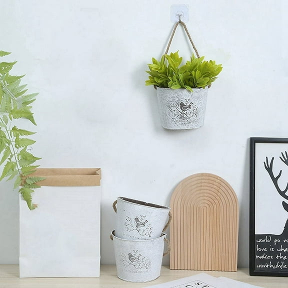 Wall Hanging Planter Plant Pot Flower Basket Garden Container Metal Iron Holder Home Balcony Decoration