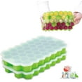 thumbnail image 4 of Upgraded Ice Cube Tray, 2 Pack Silicone Flexible Ice Cube Tray, Easy Releases Reusable Ice Cube, 74 Ice Cubes, Great for Chilling Drinks, Cocktail Bars or Iced Coffee Cups（Green）, 4 of 7
