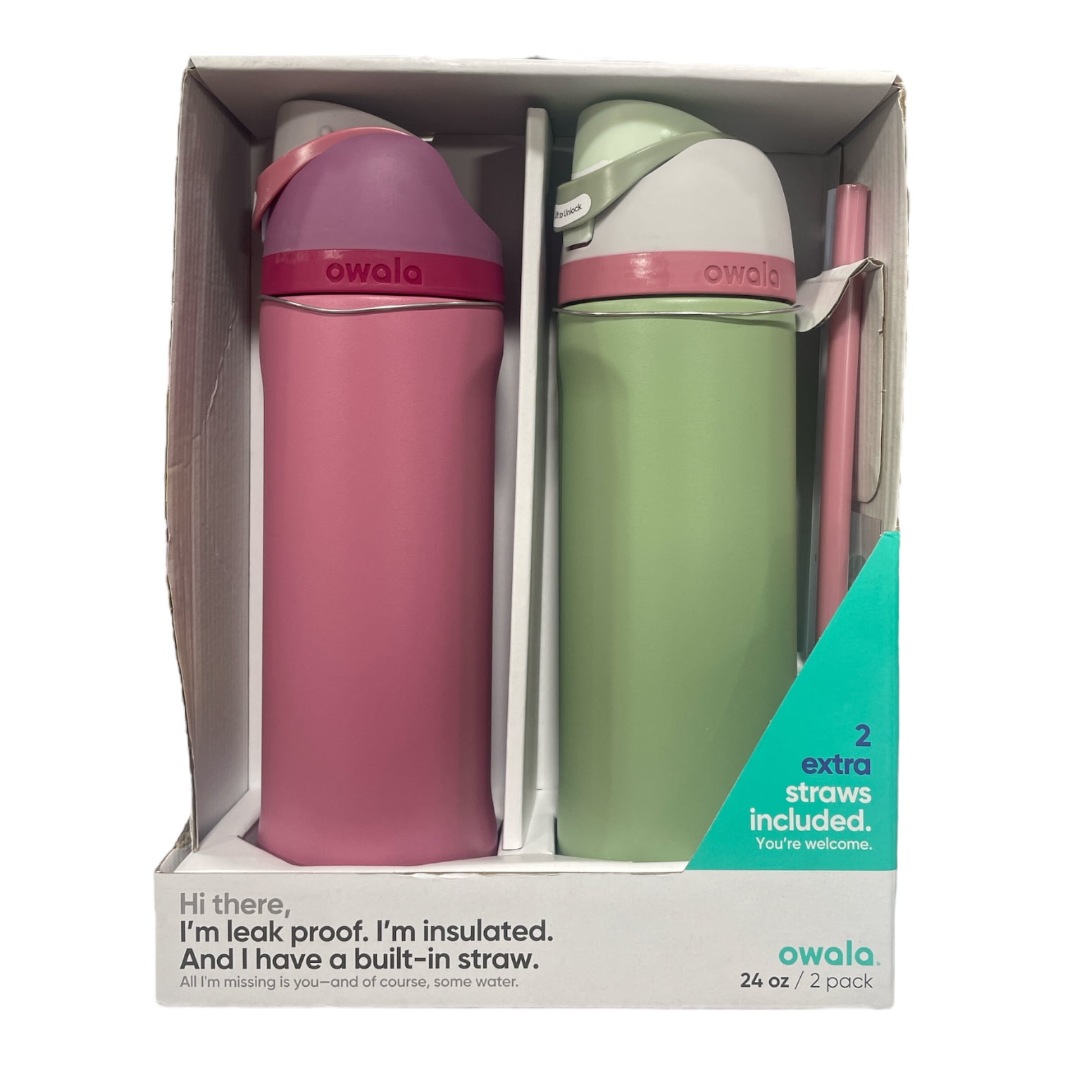 Owala FreeSip 24 oz Stainless Steel Water Bottle 2 Bonus Straws owala-freesip-24-oz-stainless-steel-water-bottle-2-bonus-straws