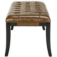 thumbnail image 4 of SAFAVIEH Tyler Rustic Curved Leather Tufted Bench, Saddle, 4 of 11