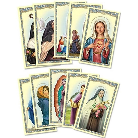 Assortiment de Cartes de Prière Sainte Patronne Catholique, 4 1/8 de Pouce, Pack de 100