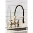 thumbnail image 4 of Kingston Brass GS1273BEX Essex Double-Handle 2-Hole Deck-Mount Pre-Rinse Bridge Kitchen Faucet in Antique Brass, 4 of 8