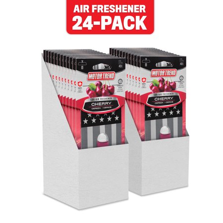 Motor Trend Black Flag Car Air Freshener  Cherry Scent (24-Pack) – Long Lasting Odor Eliminator with Swiss Formula  Super Strength for Auto  Truck  Van and SUV