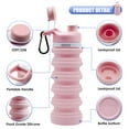 thumbnail image 6 of Collapsible Water Bottle - BPA Free Silicone Foldable Water Bottle for Travel Gym Camping Hiking, Portable Leak Proof Sports Water Bottle with Carabiner(Pink), 6 of 8