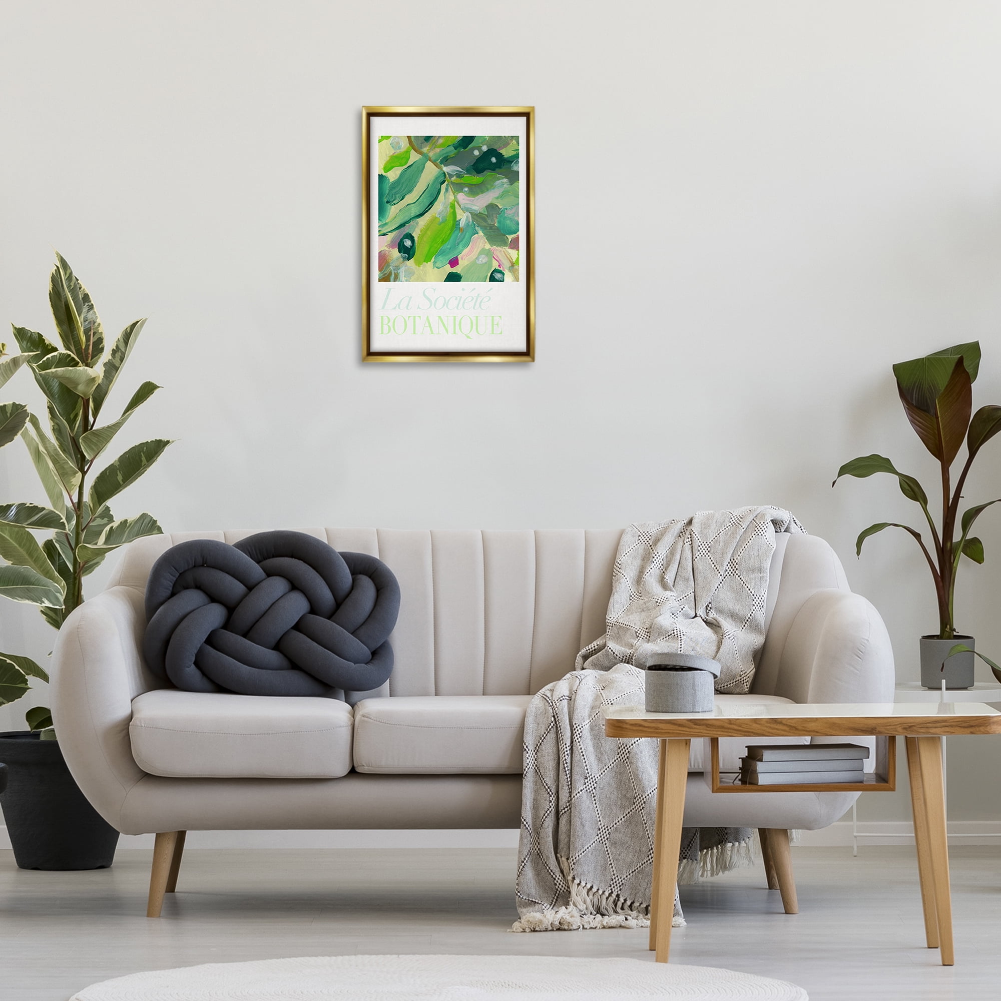 Stupell Industries Abstract French Botanicals Plants & Flowers Painting Gold Floater Framed Canvas Art Print Wall Art, 17 x 25