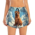 thumbnail image 2 of Susaid Sunshine Cloud Bulldog Print Women's High Waisted Running Shorts Quick Dry Athletic Gym Track Workout Shorts Zip Pocket-Large, 2 of 7