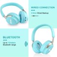 thumbnail image 6 of Bluetooth Headphones Over Ear,Hi-Fi Stereo Sound Stretchable Wireless Bluetooth 5.3 Headset Memory-Protein Earmuffs Noise Cancelling Headphones With Mic TF/SD Slot for PC/Cell Phones,Blue, 6 of 7