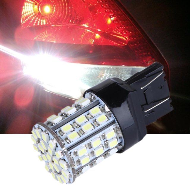 2X T20 W21W 7443 7440 LED 64-SMD 1206 Bombilla de luz de freno de parada trasera blanca Ndcxsfigh Accesorios para autos y motos
