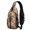 Geometric Diamond Orange Pattern, variant on Geometric Triangle Brown Pattern Sling Backpack, Cycling Sling Bag with Earphone Port, Multi Pocket Design Gift Ideas for Holiday Birthday Gifts