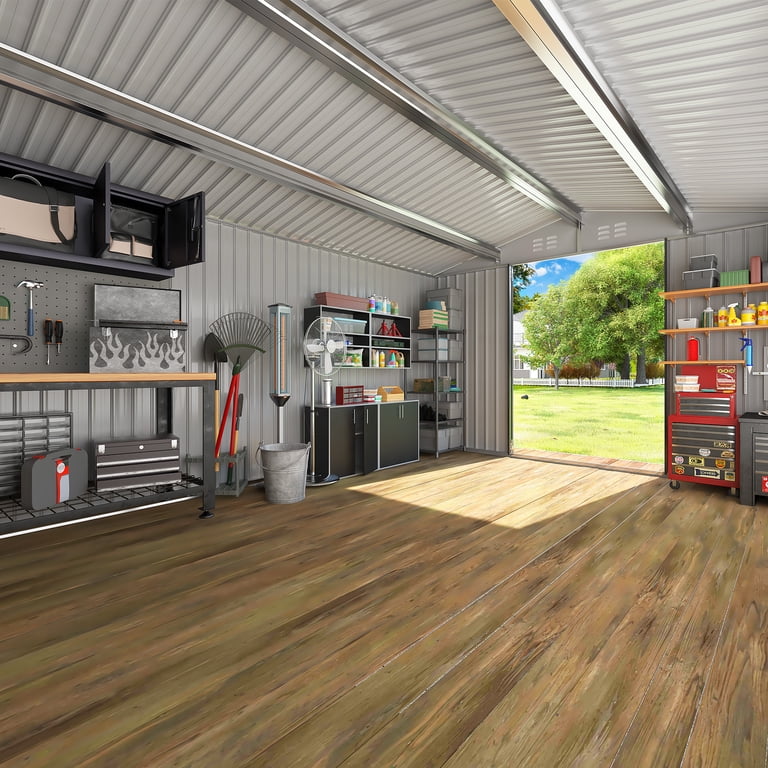 NETAJE 10'x14' Outdoor Metal Shed , Storage Shed with Updated