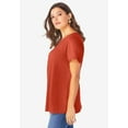 thumbnail image 3 of Roaman's Women's Plus Size Cotton Ultimate Swing Tee With Keyhole Back, 3 of 5