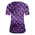 thumbnail image 4 of Trendfront Womens Summer V Neck Short Sleeve Tops Oversized Loose Fit Scale Tees Digital Graphic Printed Fashion T-Shirts, 4 of 6