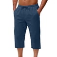 thumbnail image 2 of BVOFAR Capri Pants for Men Below Knee Length Elastic Waistband Work Crop Trousers Casual Summer Drawstring Capris with Pockets Navy XL, 2 of 8