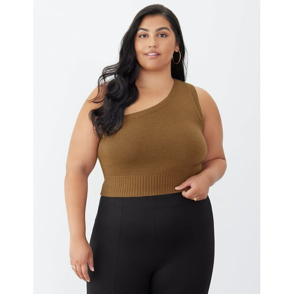 GSTQ Women's One Shoulder Knit Sweater Brown Size X-Large