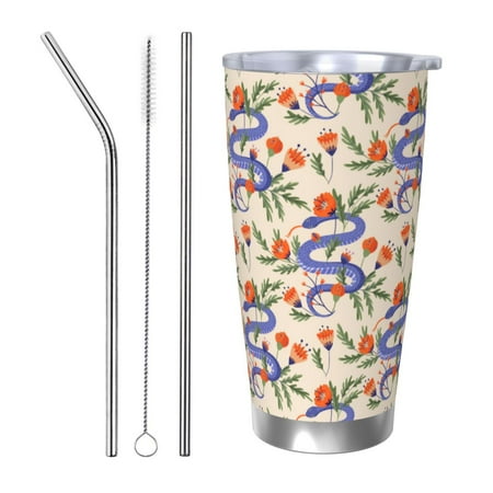 

Matuu Snake for 20oz Durable Thermal Cups Keep Drinks Cold and Hot Insulated Car Mug with Lid-Straw Three-piece Set