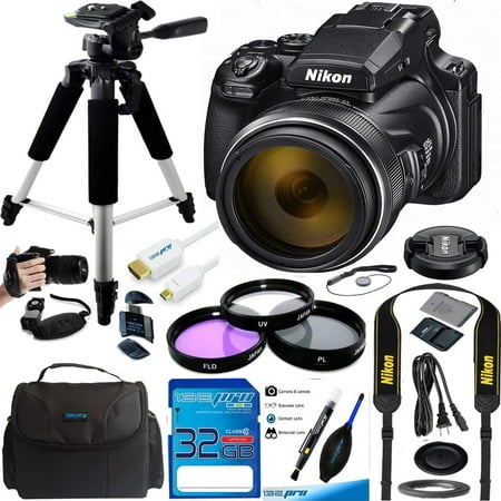 Nikon COOLPIX P1000 16.7 Digital Camera with 3.2" LCD, Black - Advanced Bundle