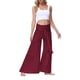 thumbnail image 2 of SAYOO Pantalones de Pierna Ancha para Mujer, Casual, Sueltos, de Color sólido, Cintura Fruncida, Vendaje, Cintura Elástica, Pantalones Femeninos SAYOO  Moda, 2 of 5