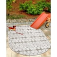 thumbnail image 5 of Unique Loom Outdoor Trellis Collection Area Rug - Cardak (7' 10" x 10' Oval Ivory and Gray/Gray), 5 of 9