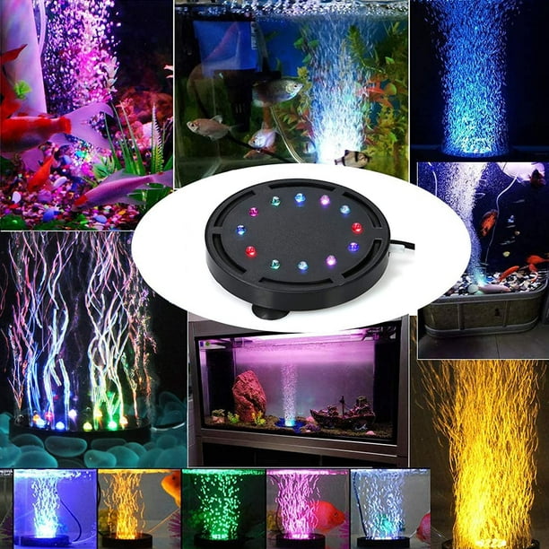 Lampe Aquarium 12 LED Lumière Bulle d'air Éclairage D'aquarium