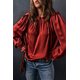 thumbnail image 4 of ABPHQTO Blusa de mujer con volantes en el cuello y manga larga roja, 4 of 5