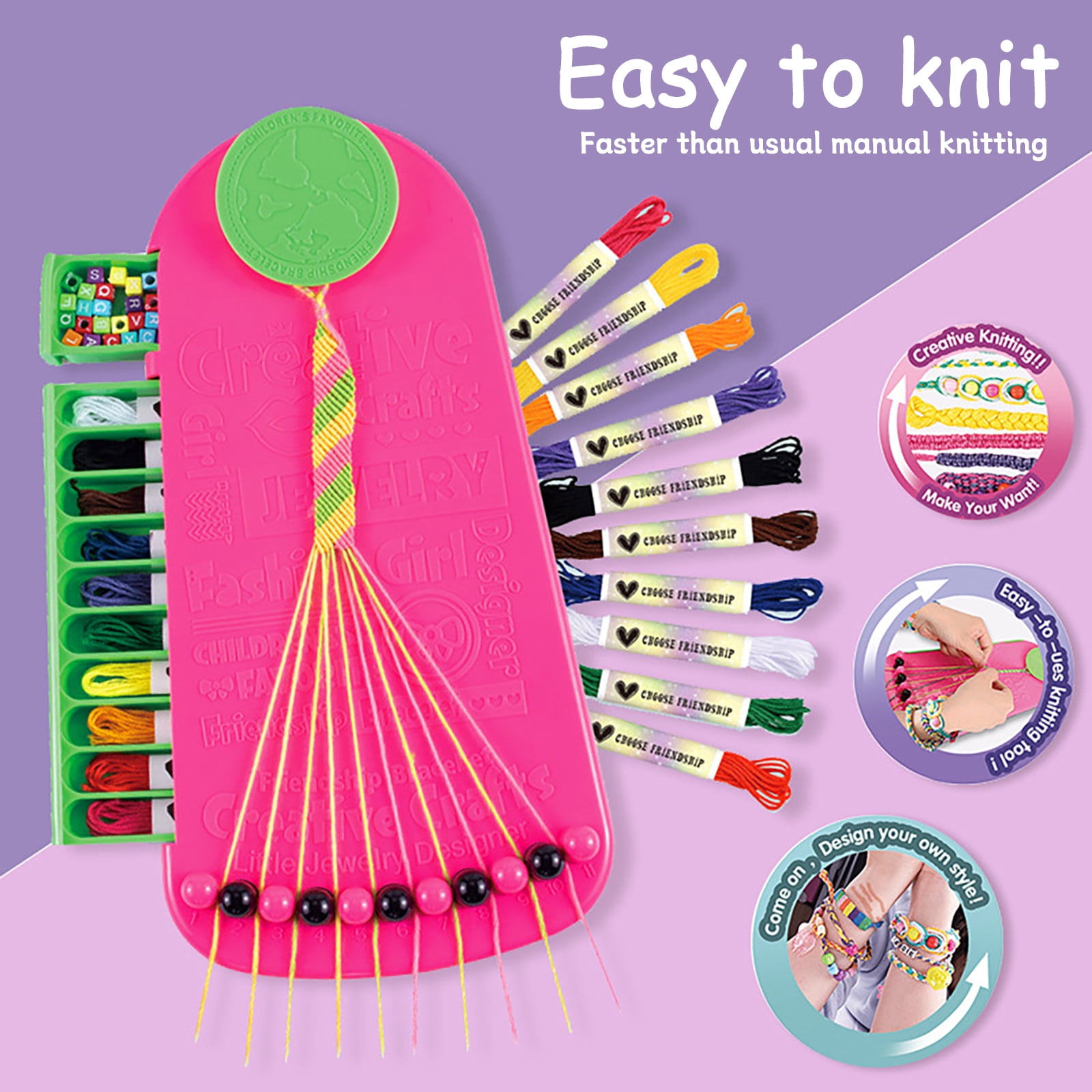 Jaawind Friendship Bracelets Making Kit for Girls, DIY Arts and Crafts for Kids Ages 6-12, Making Kit with 20 Pre-Cut Threads and Accessories, Birthday Gifts for Kids