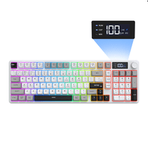 Wireless Gaming Keyboard with Smart Display & Knob Control, Tri-Mode BT/2.4G/USB-C RGB Backlit Creamy Keyboard with Number Pad, Anti-Ghosting Keys, Compatible for Windows Mac