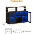 thumbnail image 4 of Luku Bar / Liquor Cabinet with Power Outlets Led Lights and Glass Holder, for Home, Kitchen, Black, 4 of 6