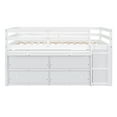 thumbnail image 4 of Harper & Bright Designs Full Size Low Loft Bed with Retractable Writing Desk and 4 Drawers, Wooden Loft Bed with Lateral Portable Desk and Shelves, White, 4 of 17