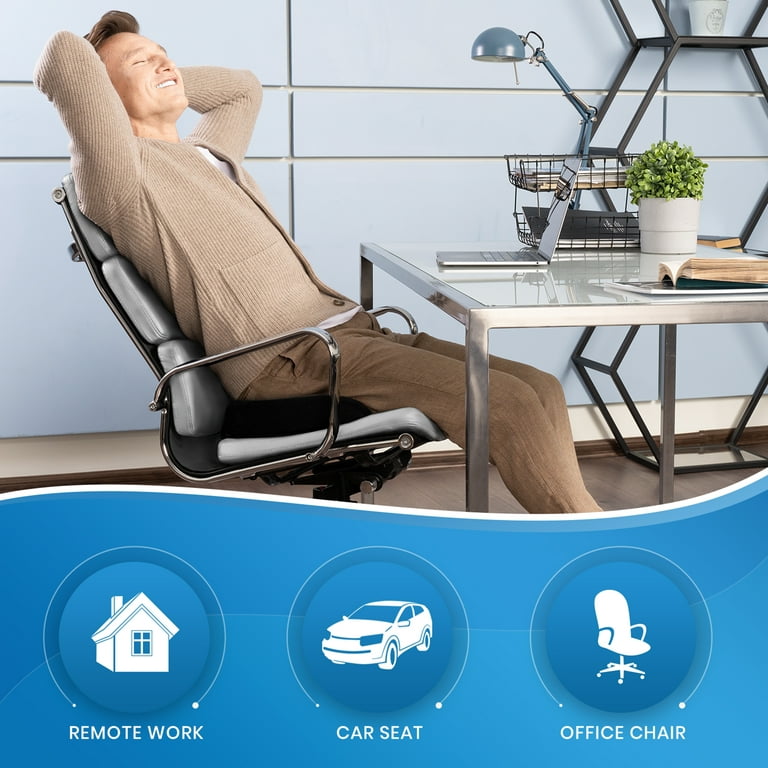 Everlasting Comfort Seat Cushion & Lumbar Support Pillow Combo (Patented) -  Chair Pads Reduce Tailbone Pressure & Improve Back Comfort - Multi-Use Gel
