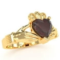 thumbnail image 2 of Claddagh Garnet Ring In Solid 14k Yellow Gold, 2 of 6