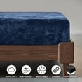 thumbnail image 4 of PHF Truly Velvet Fitted Sheet Queen Size, Luxury Super Soft Flannel  Bottom Sheet with 15" Deep Pocket for Winter, Navy Blue, 4 of 7