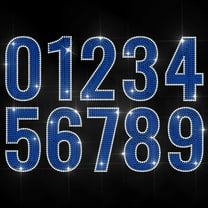 0-9 Number Iron on Rhinestone Decal Blue Number Hotfix Transfer Sticker Crystal Number Series Heat Transfer Patch Bling Clothing Repair Applique for T-Shirt Hat Jacket Garment Bag DIY Decor