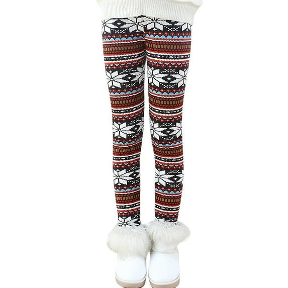 Yuanyu 2-12T Girl Leggings Footless Fleece Lined Warm Winter Leggings Skinny Tights Stretchy Printing Full Length Legging Pants