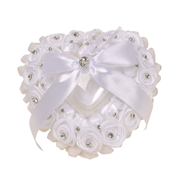 Minnieouse Anillo en forma de corazón Almohada Romántica Rosa Ligereza Anillos Caja de moda Pequeño soporte portátil Cajas de regalo de boda Ropa, zapatos y accesorios Miscelánea Minnieouse AP016363-01